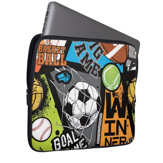 Sport Pattern With Balls Laptop Sleeve (Front Right)