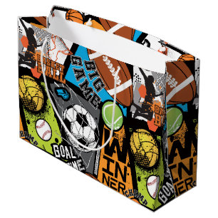 Sport Pattern With Balls Large Gift Bag
