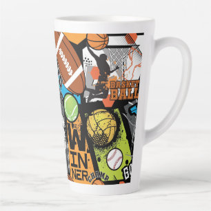 Sport Pattern With Balls Latte Mug