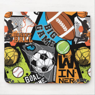 Sport Pattern With Balls Mouse Mat