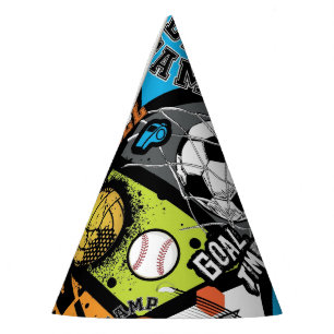 Sport Pattern With Balls Party Hat