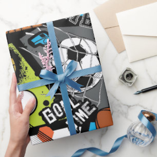 Sport Pattern With Balls Wrapping Paper