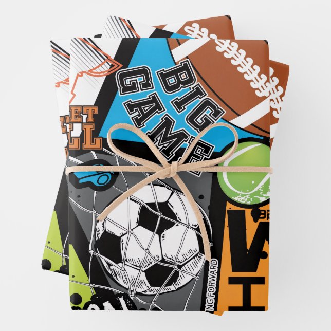 Sport Pattern With Balls Wrapping Paper Sheet (In situ)