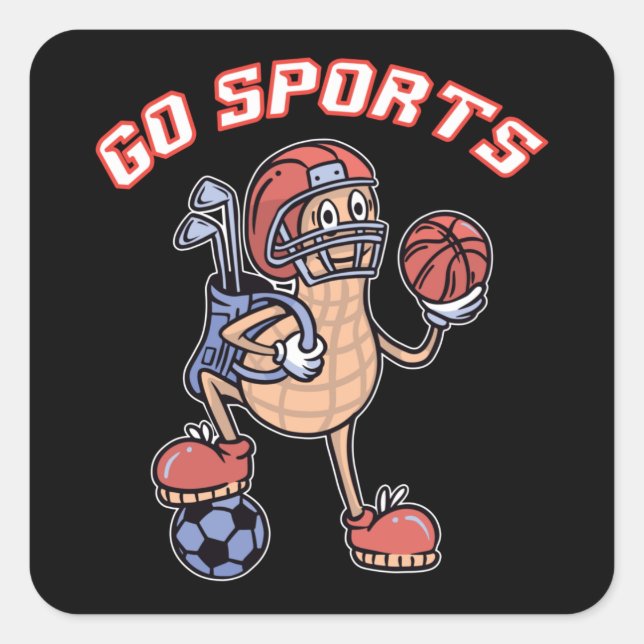 Sport Peanut, Go Sports Square Sticker (Front)
