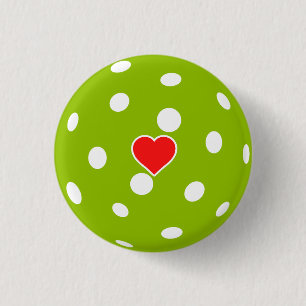 Sport Pickleball green ball with heart 3 Cm Round Badge