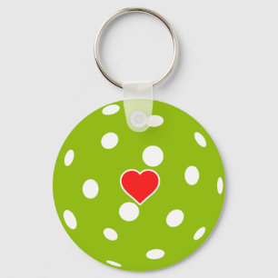 Sport Pickleball green ball with heart Key Ring
