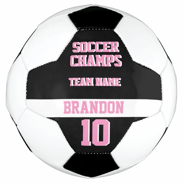 sport player soccer champs black pink personalised football (Front)
