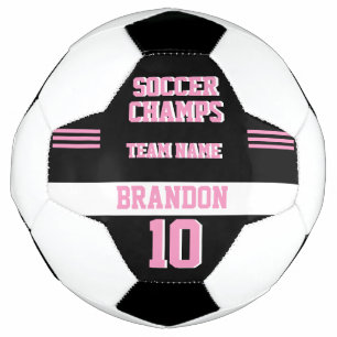 sport player soccer champs black pink personalised football