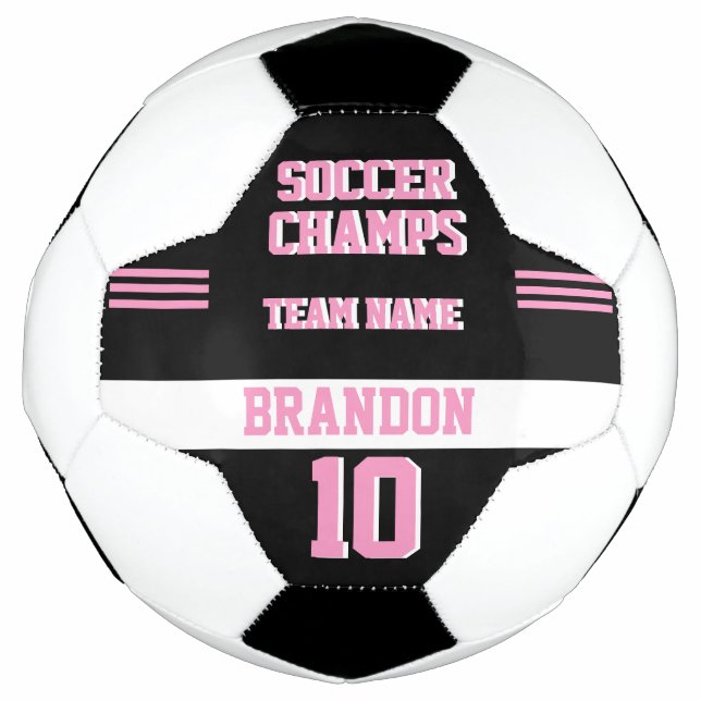 sport player soccer champs black pink personalised football (Front)