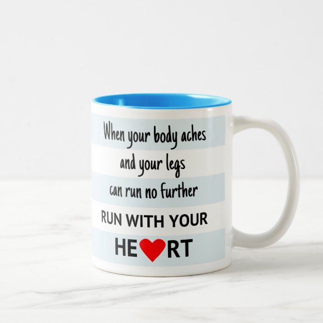 Sport quote run with your heart stripes Two-Tone coffee mug (Right)