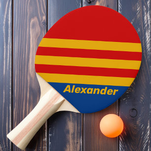 Sport Retro Warmhearted Stripes with Name Ping Pong Paddle