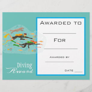 Sport scuba diving certificate award
