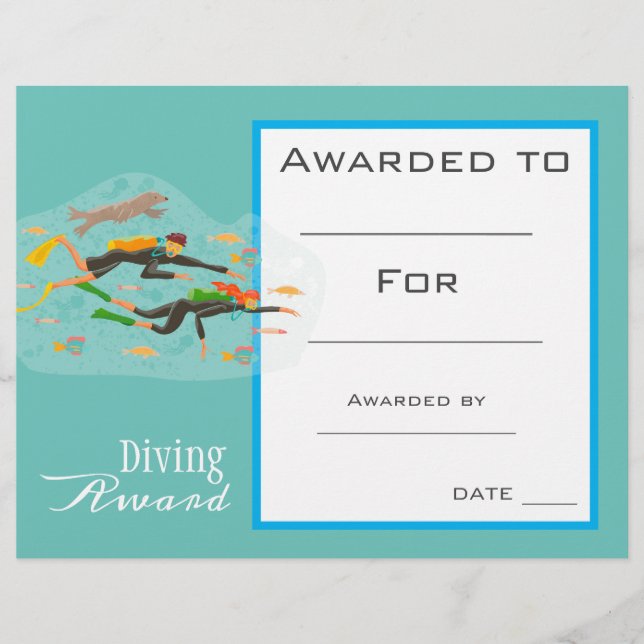 Sport scuba diving certificate award (Front)