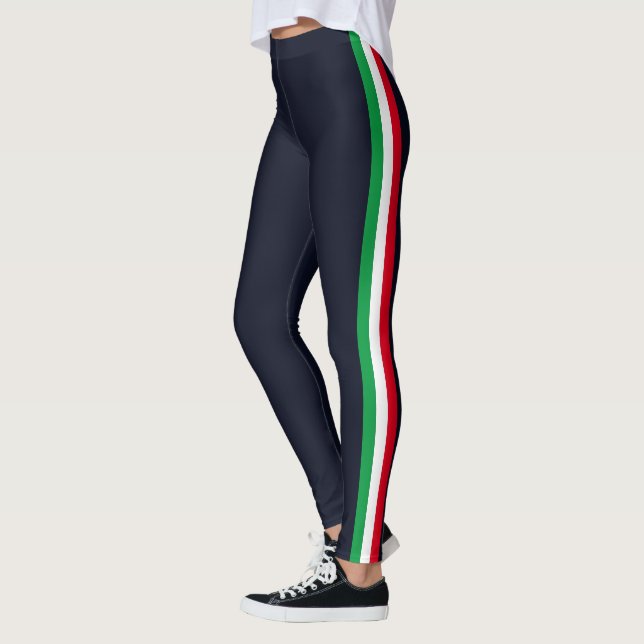 Sport Side Stripe Navy Blue Leggings Choose Colour (Left)