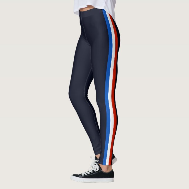 Sport Side Stripe Navy Blue Leggings Choose Colour (Left)