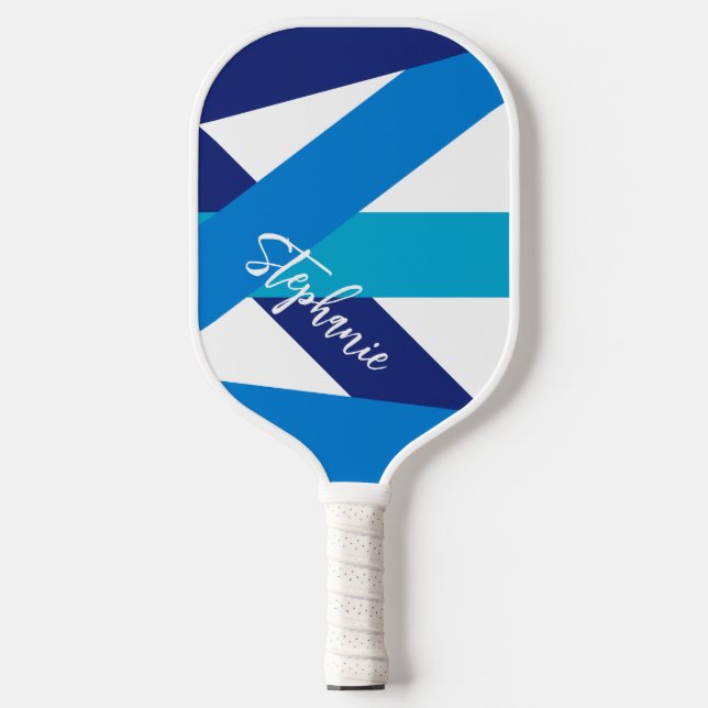 Sport Signature Diagonal Blue Striped Pickleball Paddle (Front)