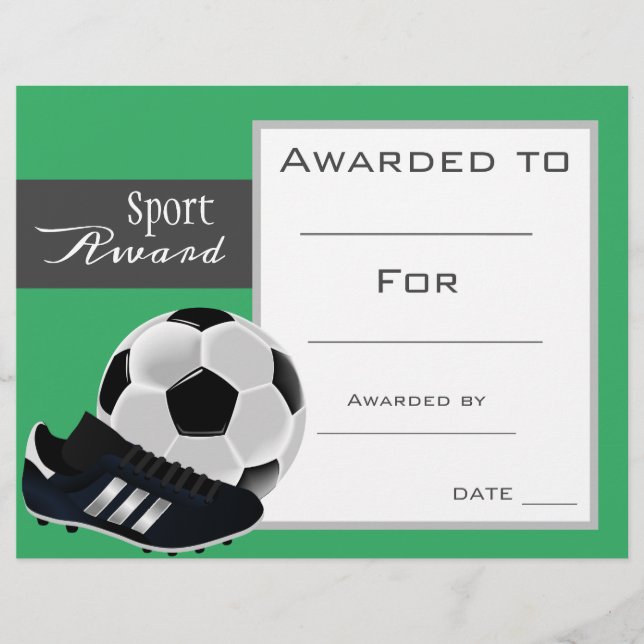 Sport soccer football certificate award (Front)
