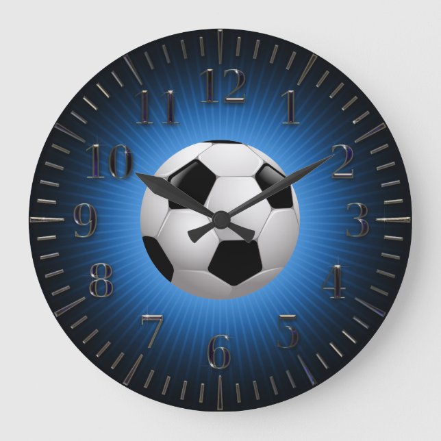 Sport Soccer | Football Modern Blue Wall Clock (Front)