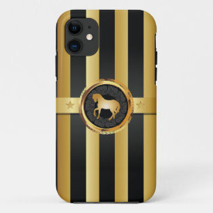 Sport Style Black Stripes Gold Horse iPhone 5 Case