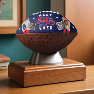 Sport Style Red & Navy Emblem Best Dad Ever Photo American Football
