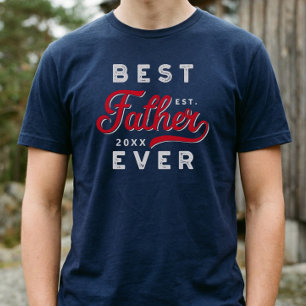 Sport Style Red & Navy Emblem Best Father Ever T-Shirt