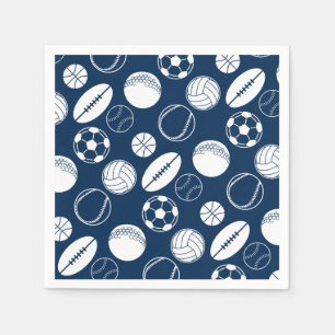 Sport theme balls pattern black white   COLOR Napkin