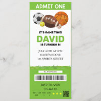Sport Ticket Birthday Boy Party Tickets