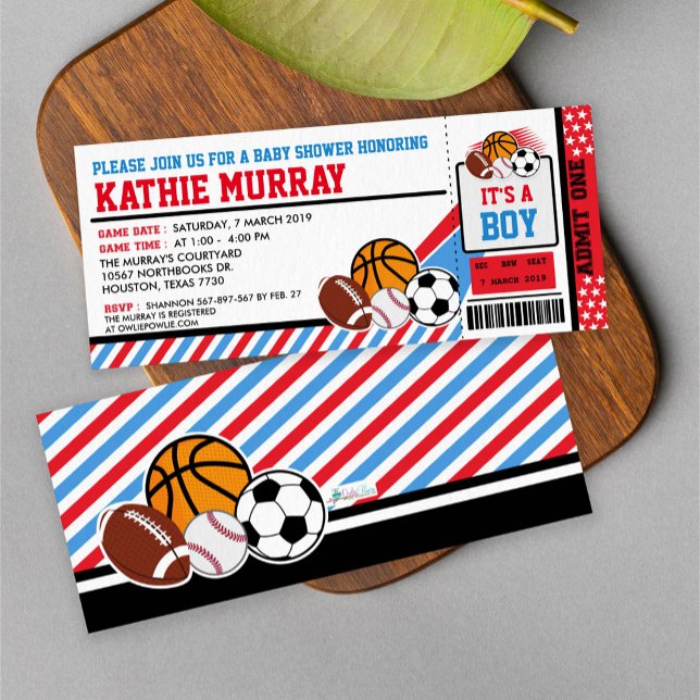 Sport Ticket Pass Baby Shower Invitation (Creator Uploaded)