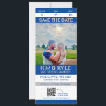 Sport Ticket Save The Date Large Flat Card QR Code<br><div class="desc">Change text,  photo,  team colours & QR code. OR change to YOUR INVITED to make it an invitation ticket!</div>
