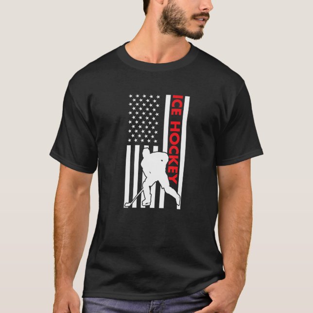 Sport Us Flag Ice Hockey Premium T-Shirt (Front)