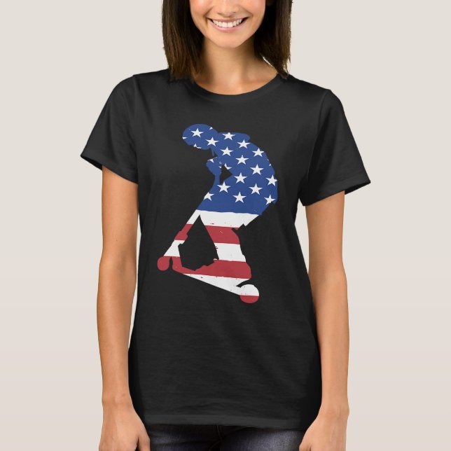 Sport Us Flag Scooter T-Shirt (Front)
