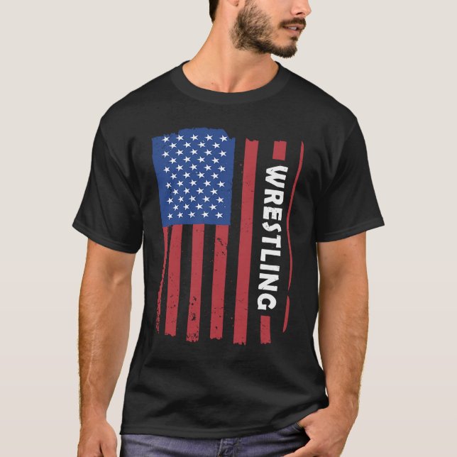 Sport Us Flag Wrestling  2 T-Shirt (Front)