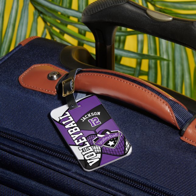 Sport Volleyball 🏐 - Purple, White, Black Luggage Tag (Front Insitu 1)