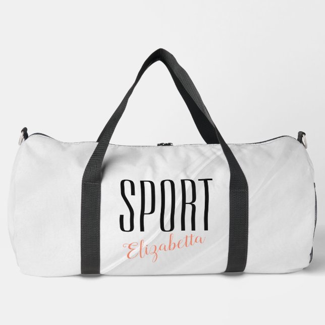 Sport White Grey Modern Gym Bag (Front)