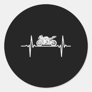 Sportbike Ekg Biker Pulse Motorcycle Riders Hebeat Classic Round Sticker