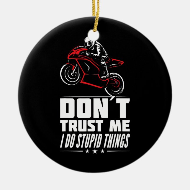 Sportbike Motorcycle Rider Superbike Old Biker Ceramic Tree Decoration (Front)