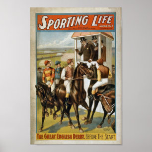 Sporting Life Great English Derby Vintage Horse Poster