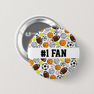 Sports #1 Fan Team Spirit Balls 6 Cm Round Badge