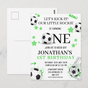 Sports 1st Birthday Soccer party Postcard