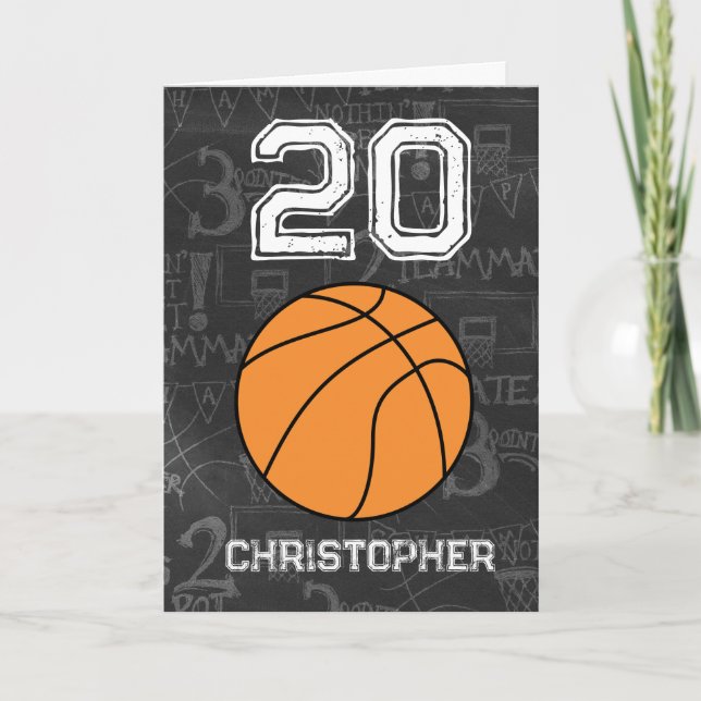 Sports 20th Birthday Basketball Card (Front)