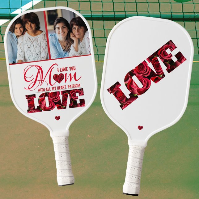 Sports 2 Photo I Love You Mum Mothers Day Pickleball Paddle (Creator Uploaded)