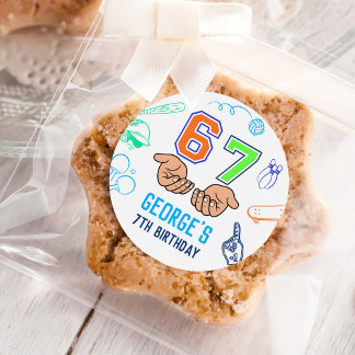 Sports 6 7 Meme Trend Six Seven Birthday Party Classic Round Sticker