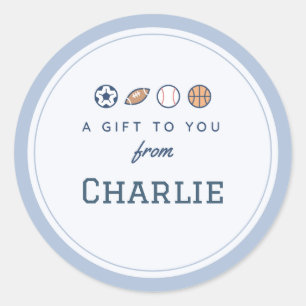 Sports "A Gift to You From" Boy Name Sticker