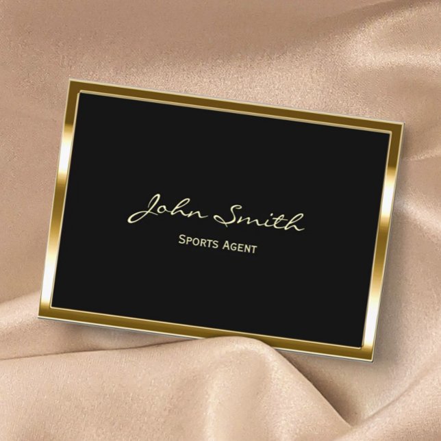 Sports Agent Modern Gold Framed Professional Business Card (Creator Uploaded)