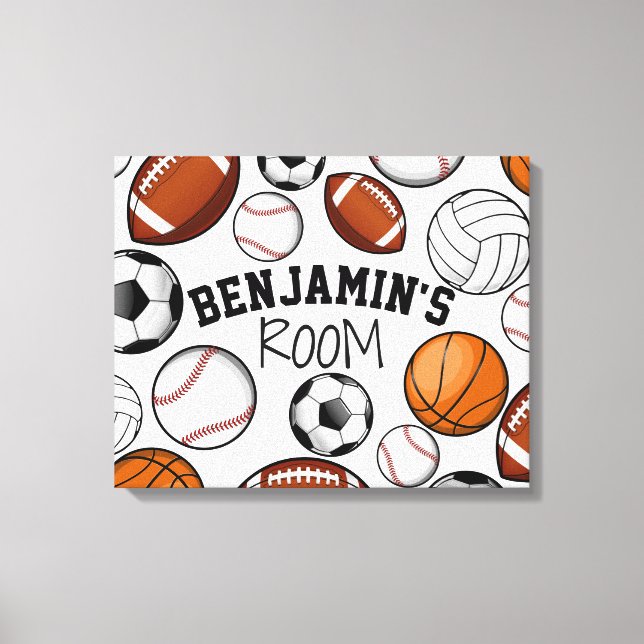 Sports All STAR Custom Name Bedroom White Canvas Print (Front)