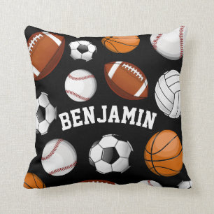 Sports All STAR Custom Name Black Cushion