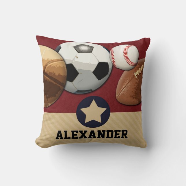 Sports All-Star Custom Name Pillow (Front)