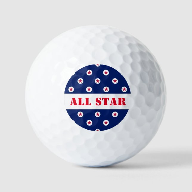 Sports All Star Golf Red White Blue Patriotic Golf Balls (Front)