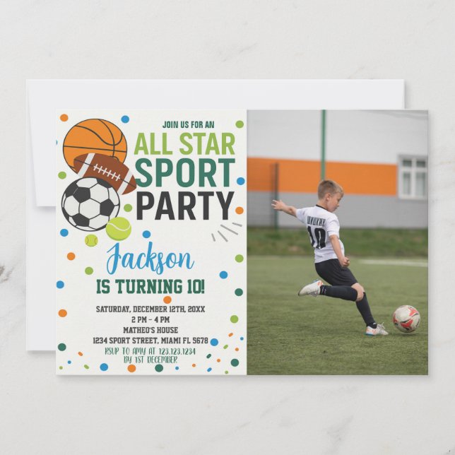 Sports All-Stars Birthday Invitation (Front)