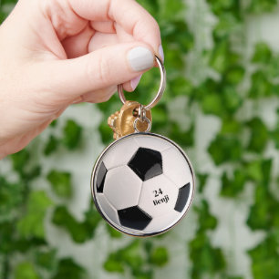 Sports American Soccer Ball Jersey Number Name Key Ring